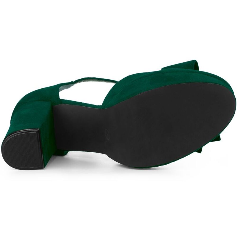 Mary Janes Platform Pumps Halloween Costumes Green Chunky Heels Dress Shoes - Picture 6 of 6